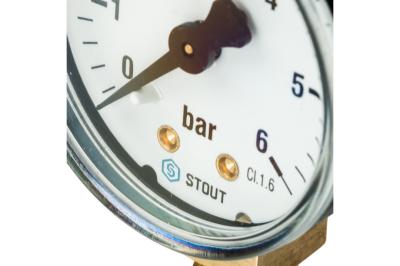 STOUT Манометр радиальный. Корпус Dn 50 мм 1/4  , 0...6 бар, кл.2.5