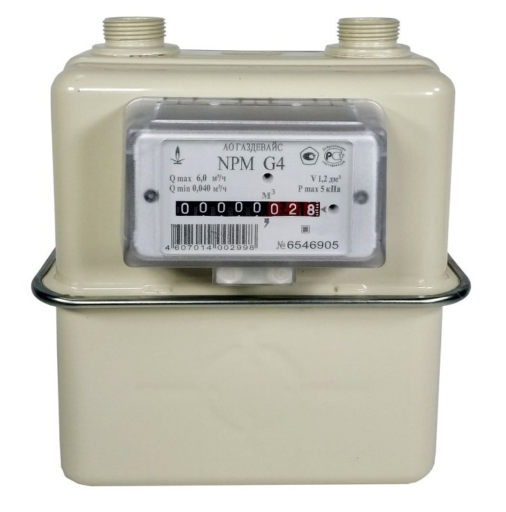 Счетчик газовый бытовой NPM-G4 правый (м\о 110 мм, резьб. соед. 32) 2025 г.