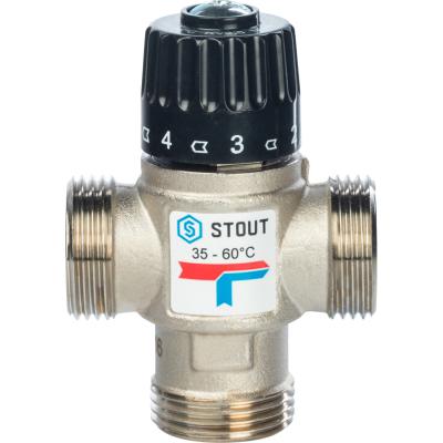 SVM-0120-256025 STOUT Термостатический смесительный клапан для сист.отопления и ГВС1"НР 35-60С KV2.5