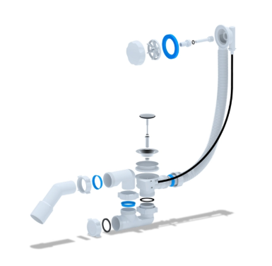 Обвязка на ванну 1 1/2*40 полуавтомат регулир. ЕM521 АНИ пласт (пластик белая)