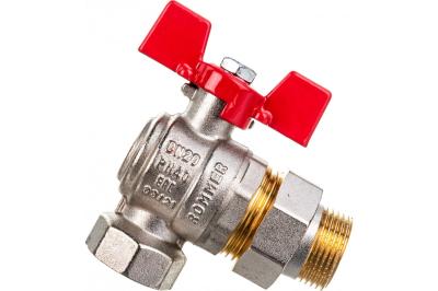 Кран шаровый ROMMER угловой с полусгоном 1" вн/нр