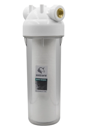 Фильтр магистральный 1/2'' для хол. воды прозр. 10 UNICORN (KSBP 12) c картриджем PS1005 KSBP 12+PS