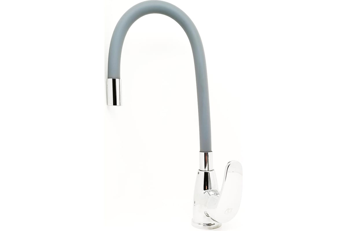 Смеситель ROEGEN RG014S для кухни, 40 мм, на гайке, с боковой ручкой, с гибким серым изливом