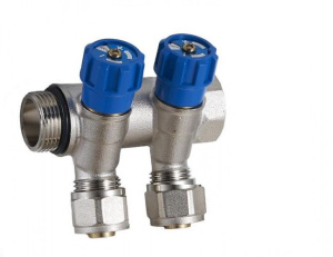 Коллектор регулир ZEGOR 1"х2 вых ЛАТ QS-1822 с цангами