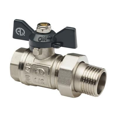 Кран шаровой со сгоном 1/2" ВН-НР бабочка AQUALINK