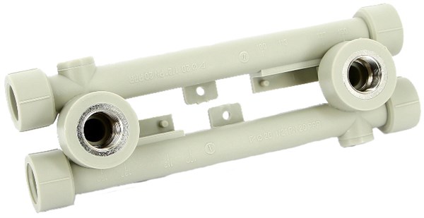 Водорозетка проходная (компл. 2 шт) 20 х 1/2" серая